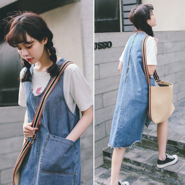 Japanese girl in overalls