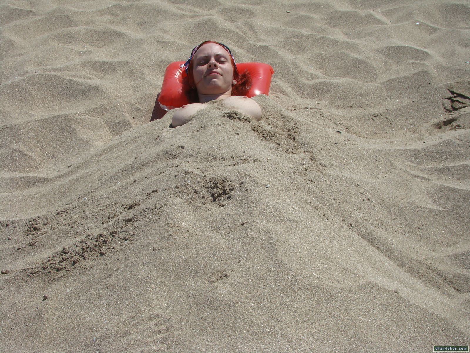 Nude Girl Buried On Beach