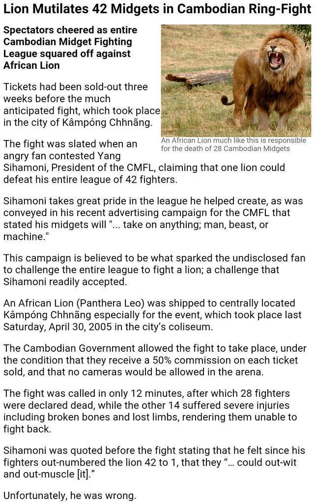 42 cambodian fight in lion midget mutilates ring