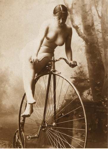 Nude french girl on bicycle