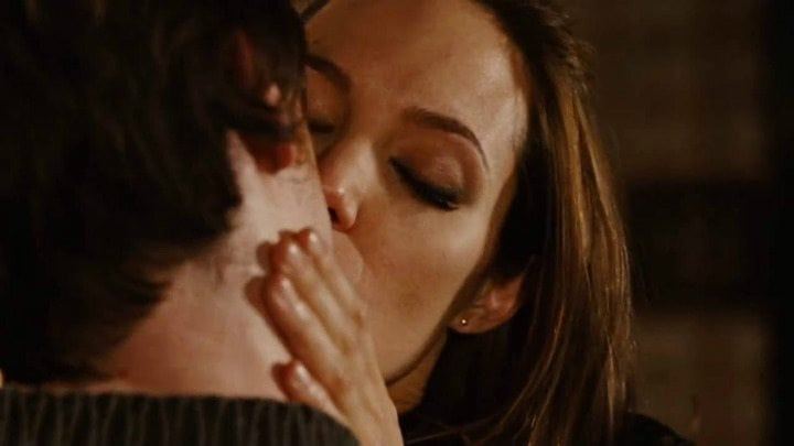 Angelina jolie hot wet kiss
