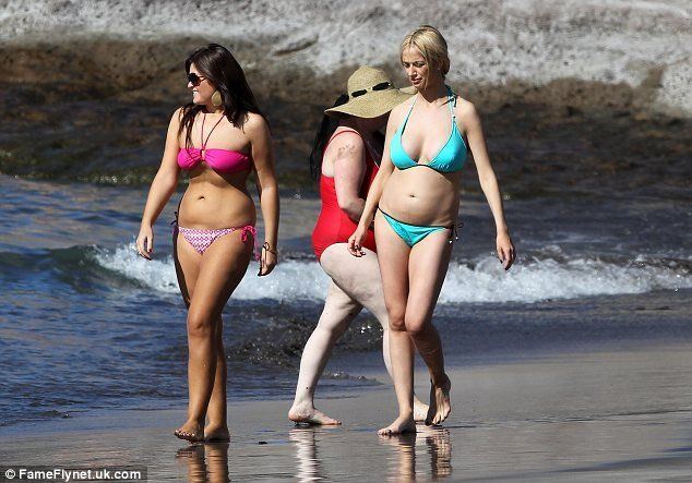 Chubby girls at beach