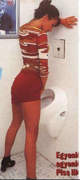 Piss urinal woman