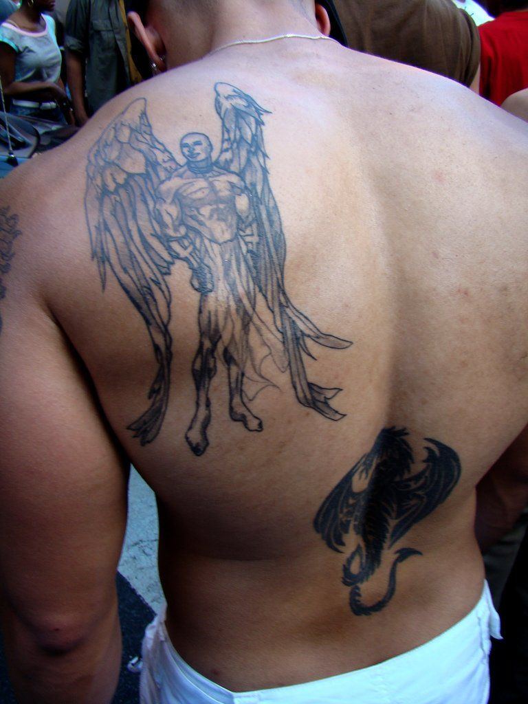 Naked angle tattoos for men