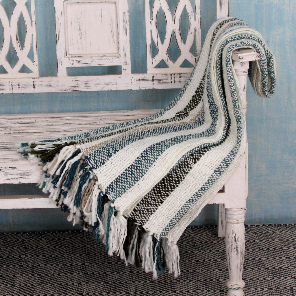 Indian style striped throw blanket
