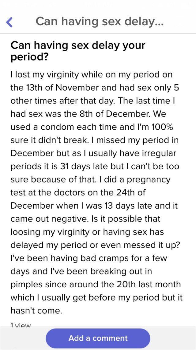 Late period no sex