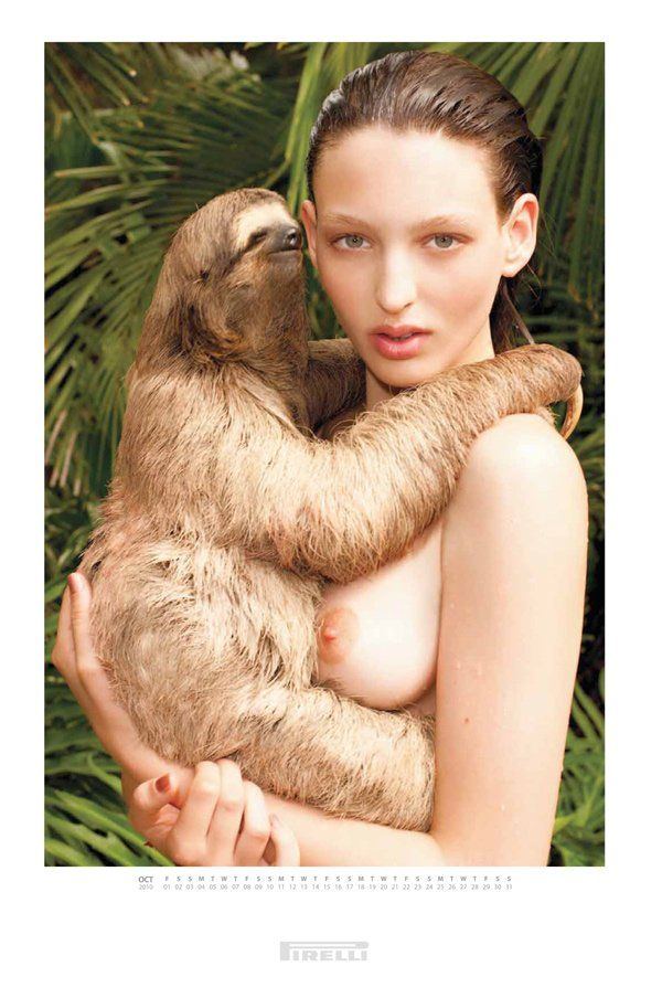 Sloth with naked girl